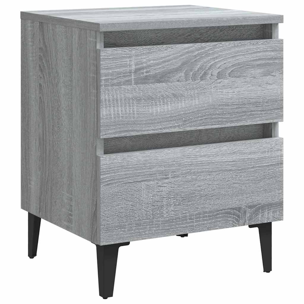 sengeborde 2 stk. med metalben 40x35x50 cm grå sonoma-eg
