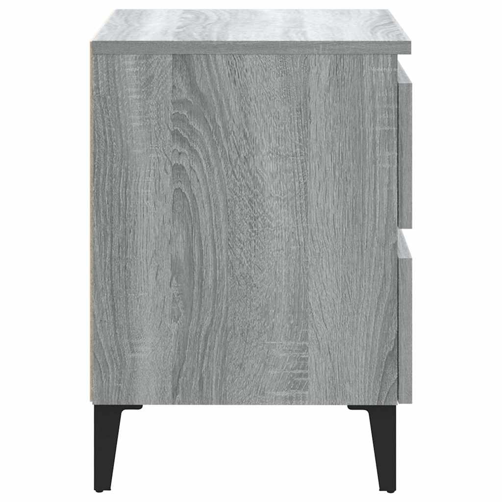 sengeborde 2 stk. med metalben 40x35x50 cm grå sonoma-eg
