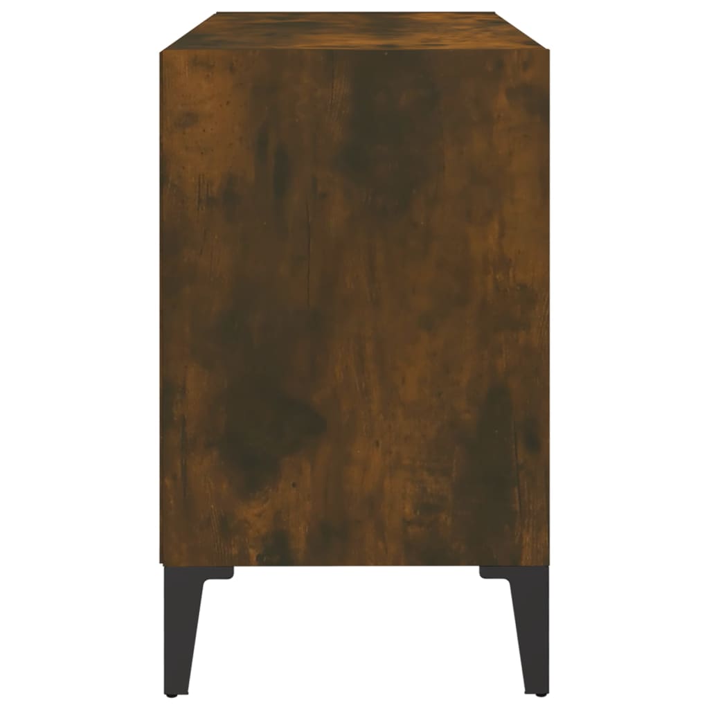 tv-bord med metalben 69,5x30x50 cm røget eg