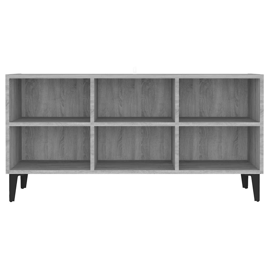 tv-bord med metalben 103,5x30x50 cm grå sonoma-eg
