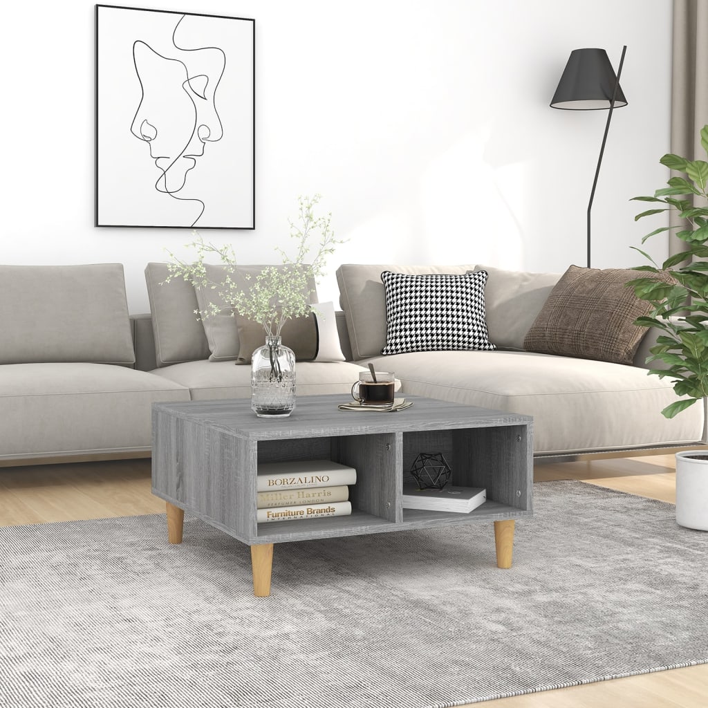 sofabord 60x60x30 cm konstrueret træ grå sonoma-eg