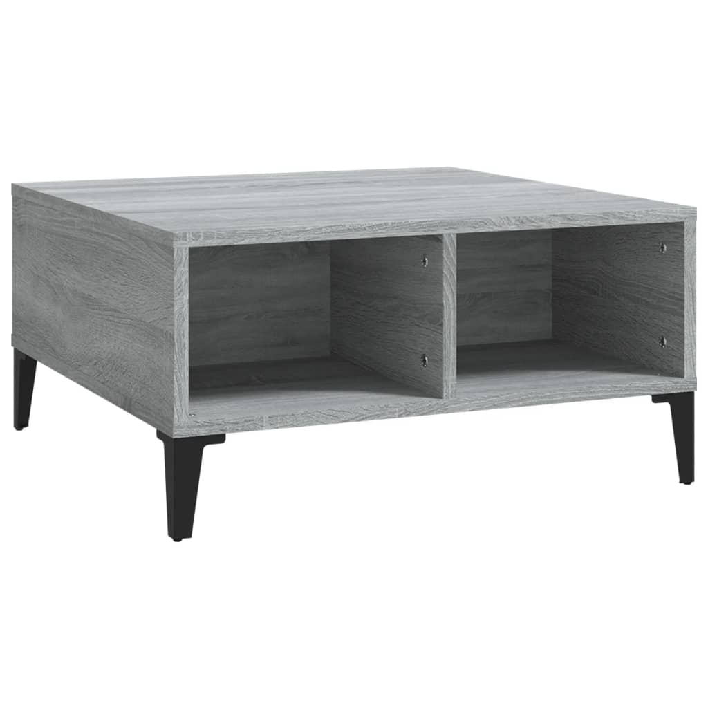 sofabord 60x60x30 cm konstrueret træ grå sonoma-eg