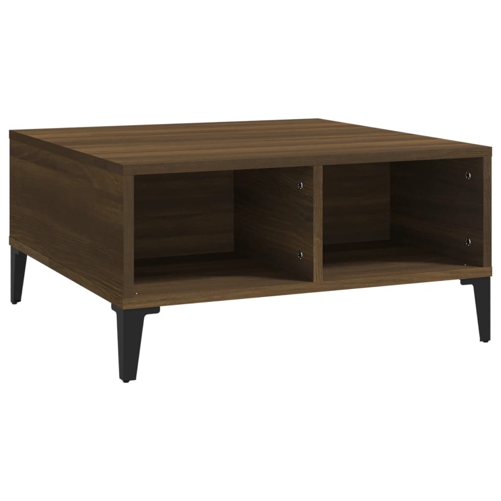 sofabord 60x60x30 cm konstrueret træ brun egetræ