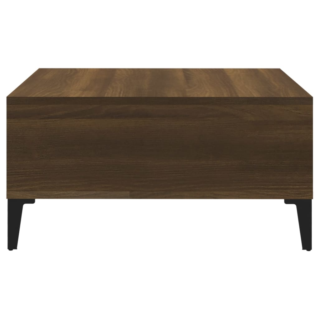 sofabord 60x60x30 cm konstrueret træ brun egetræ