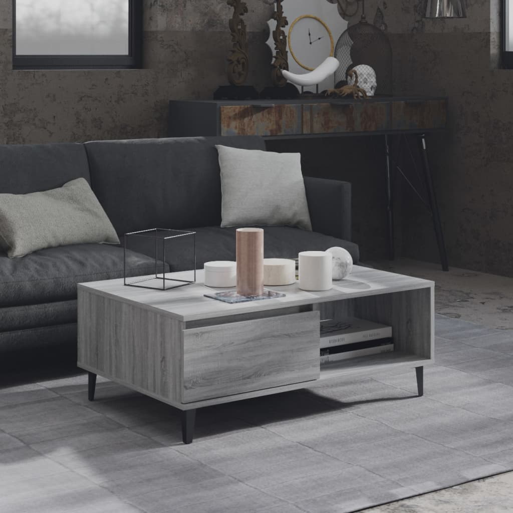 sofabord 90x60x35 cm konstrueret træ grå sonoma-eg