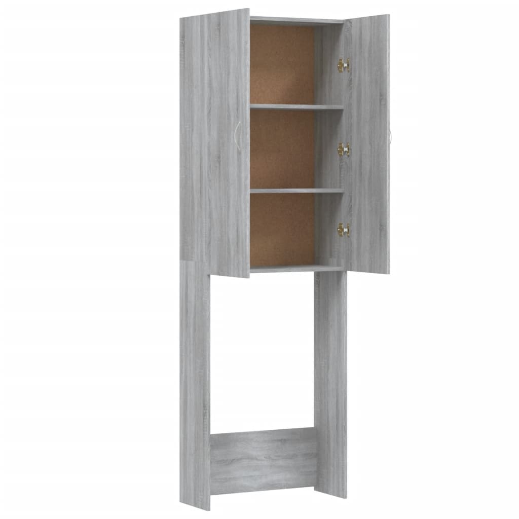 vaskemaskineskab 64x25,5x190 cm grå sonoma-eg