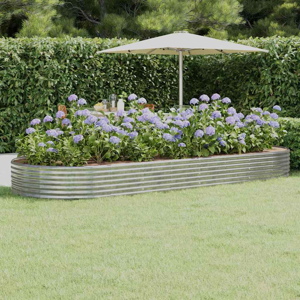 plantekasse 373x140x36 cm galvaniseret stål sølvfarvet
