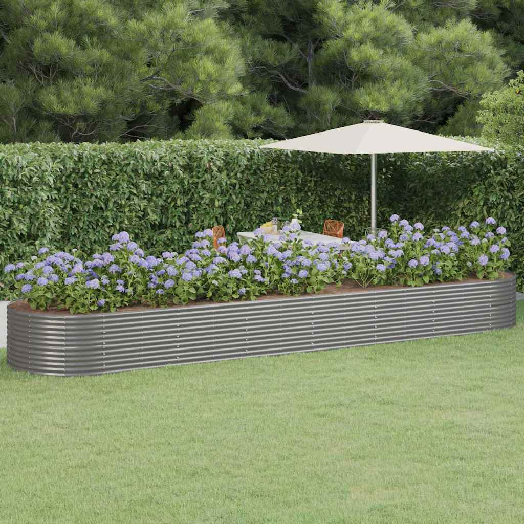 plantekasse 584x140x68 cm pulverlakeret stål grå