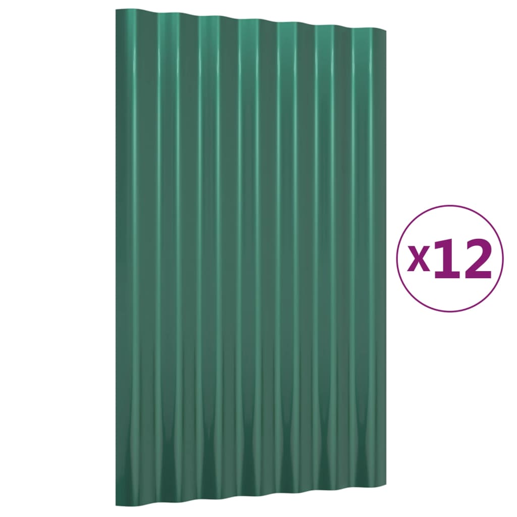 tagplader 12 stk. 60x36 cm galvaniseret stål grøn