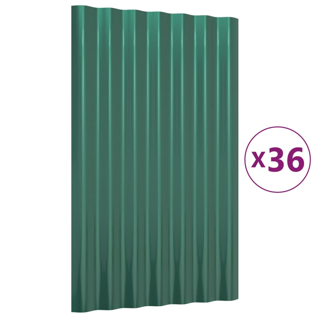 tagplader 36 stk. 60x36 cm galvaniseret stål grøn