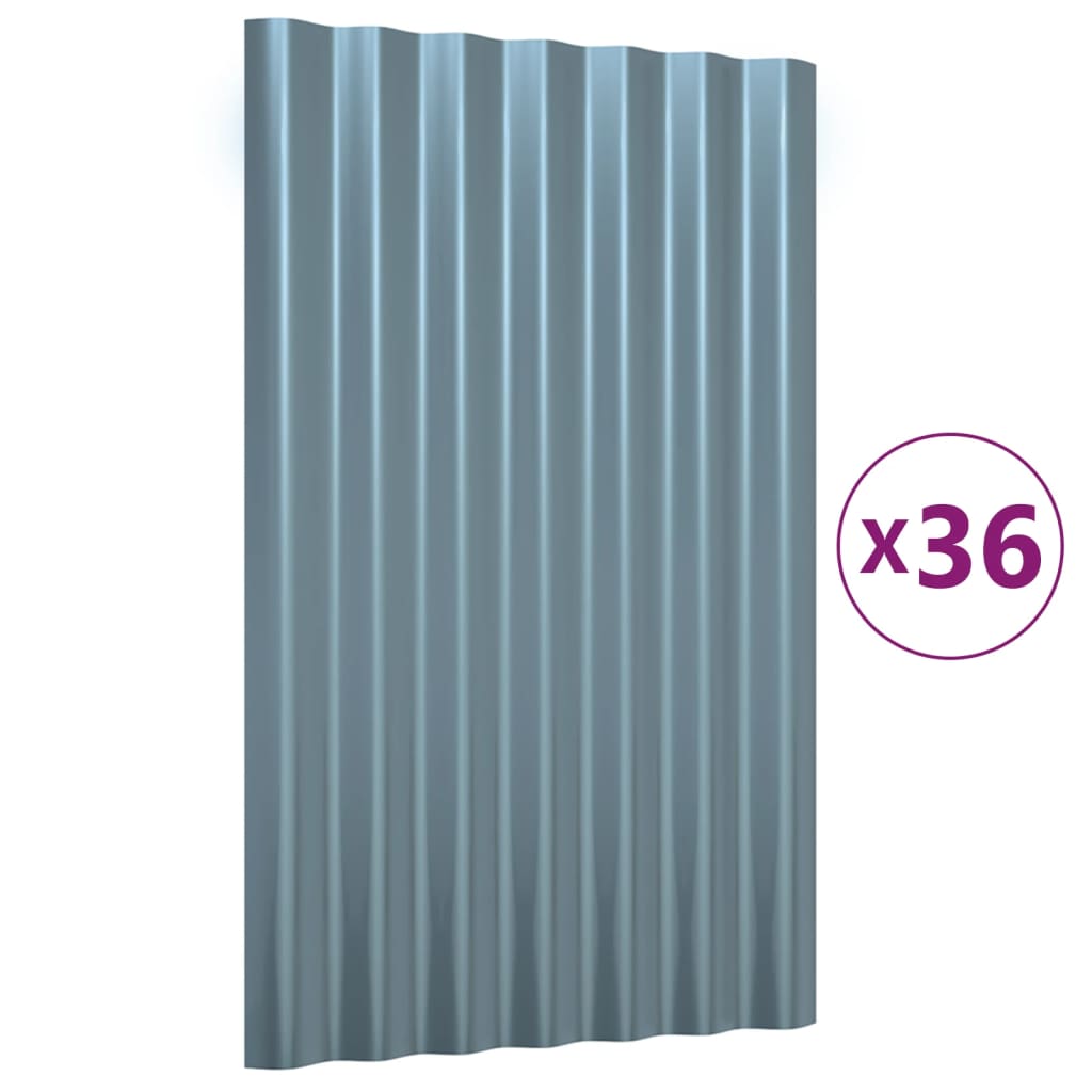 tagplader 36 stk. 60x36 cm galvaniseret stål grå