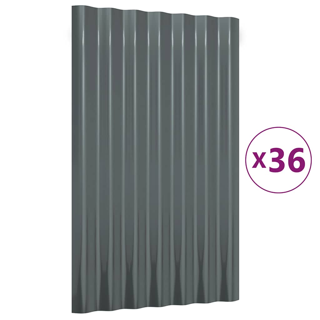 tagplader 36 stk. 60x36 cm galvaniseret stål antracitgrå