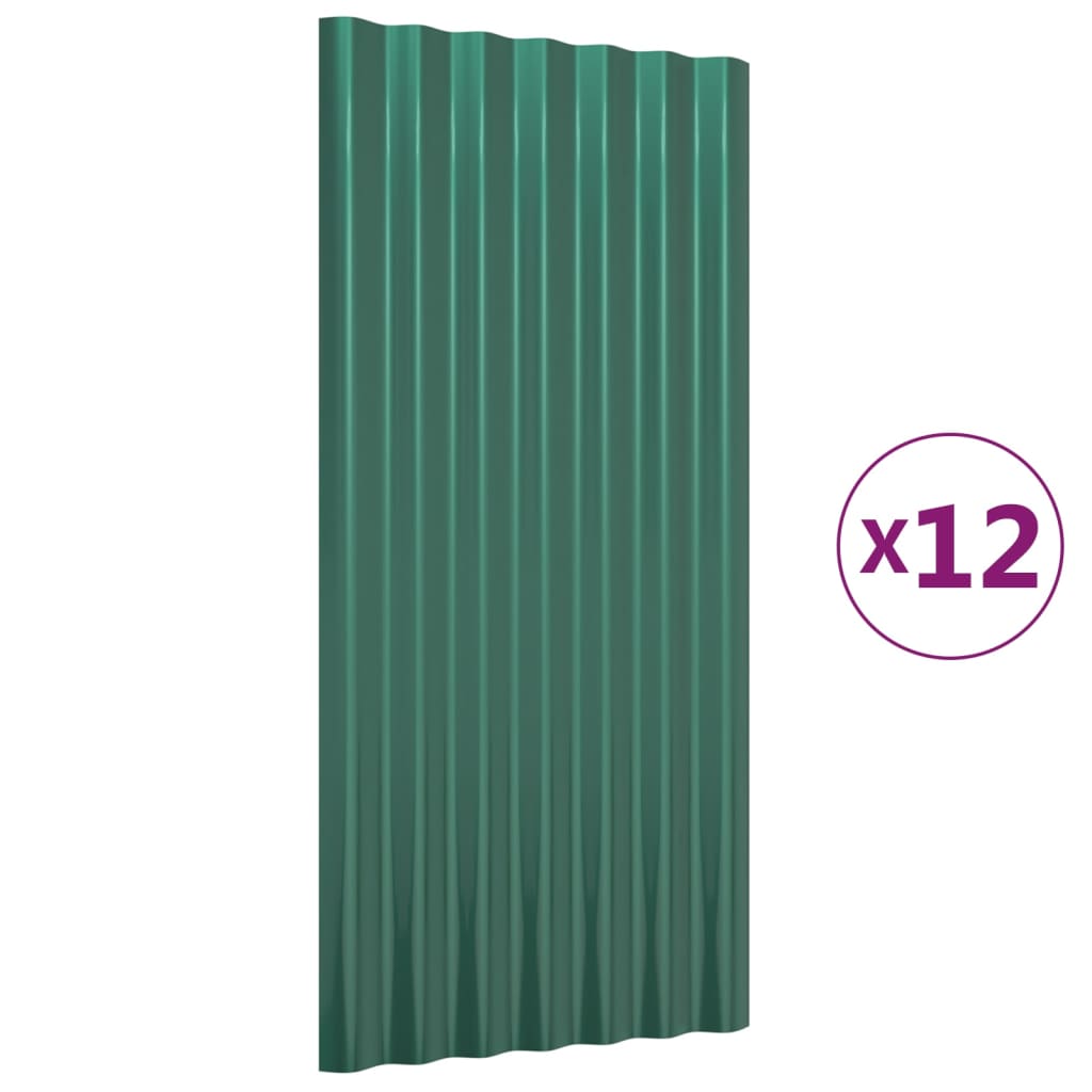 tagplader 12 stk. 80x36 cm galvaniseret stål grøn