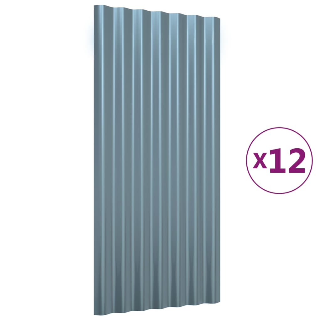 tagplader 12 stk. 80x36 cm galvaniseret stål grå