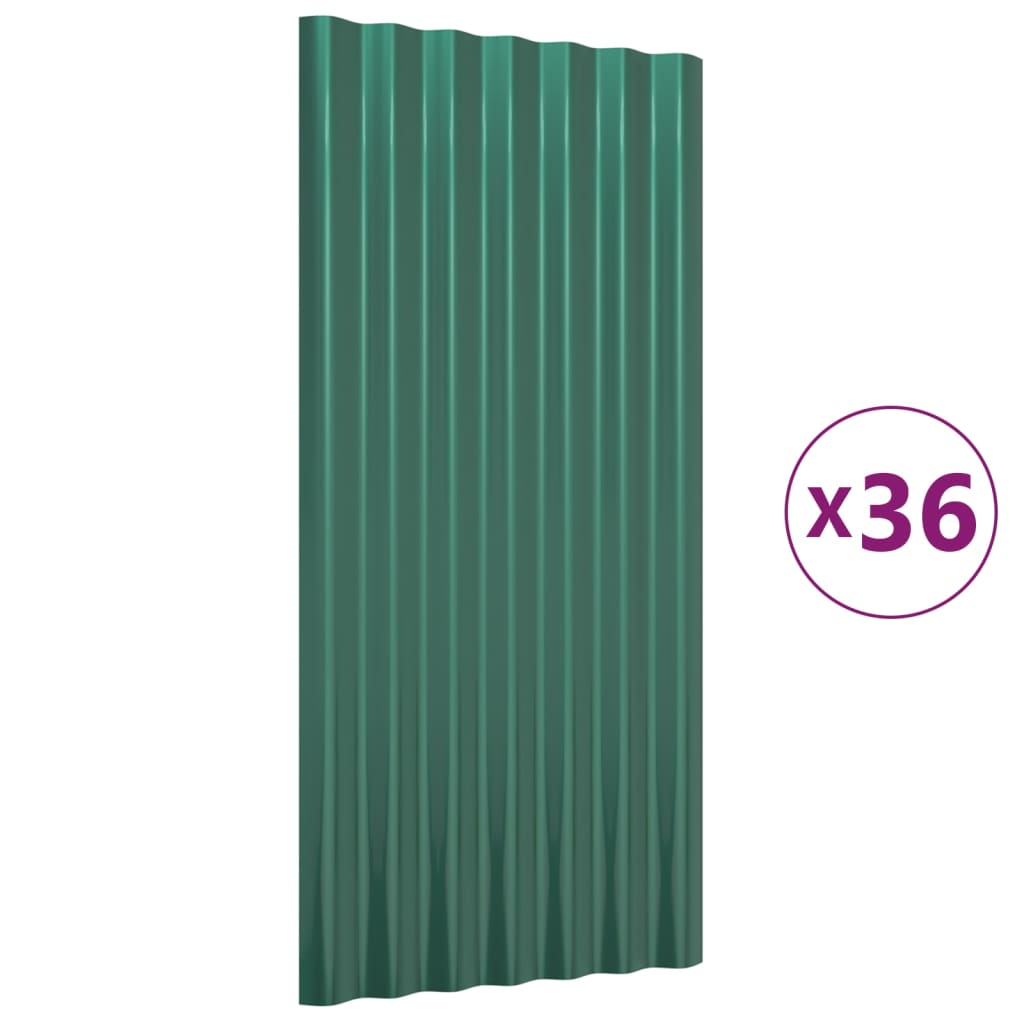 tagplader 36 stk. 80x36 cm galvaniseret stål grøn