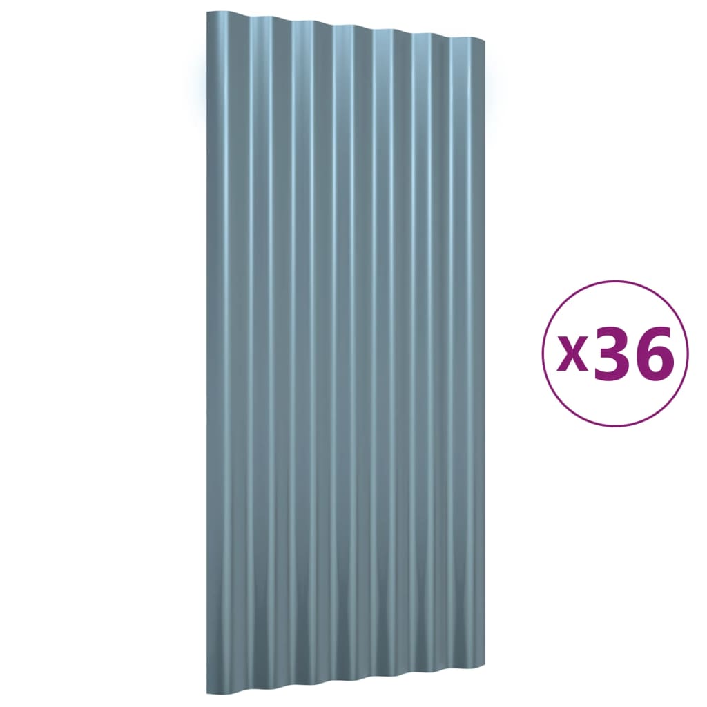 tagplader 36 stk. 80x36 cm galvaniseret stål grå