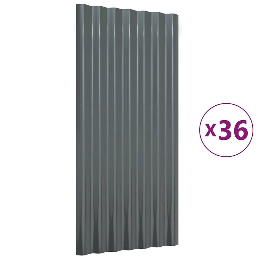 tagplader 36 stk. 80x36 cm galvaniseret stål antracitgrå