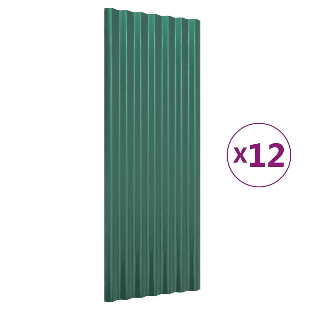 tagplader 12 stk. 100x36 cm galvaniseret stål grøn