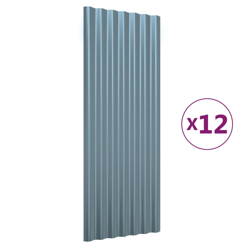 tagplader 12 stk. 100x36 cm galvaniseret stål grå