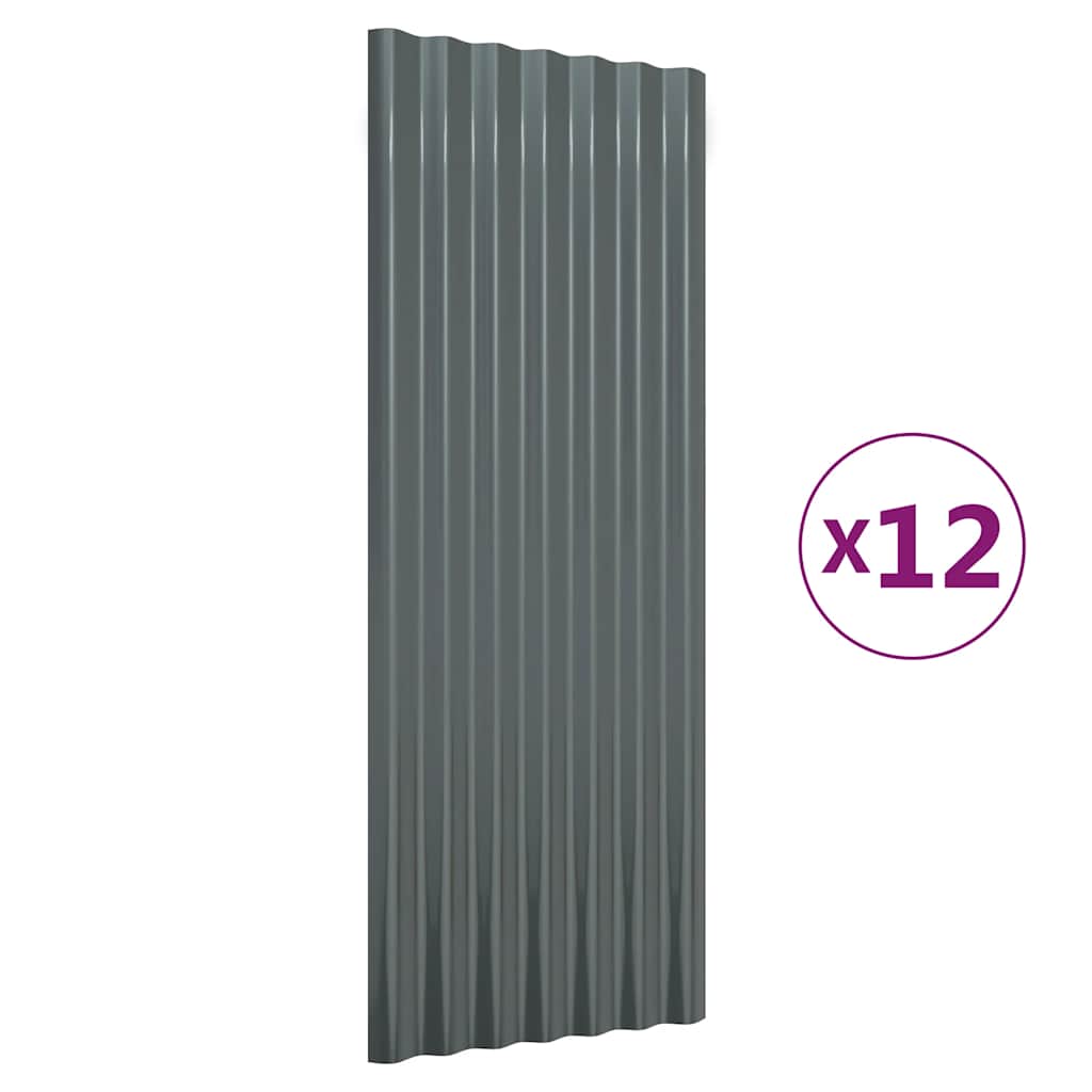 tagplader 12 stk. 100x36 cm galvaniseret stål antracitgrå