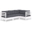 loungesæt til haven 4 dele med hynder fyrretræ hvid