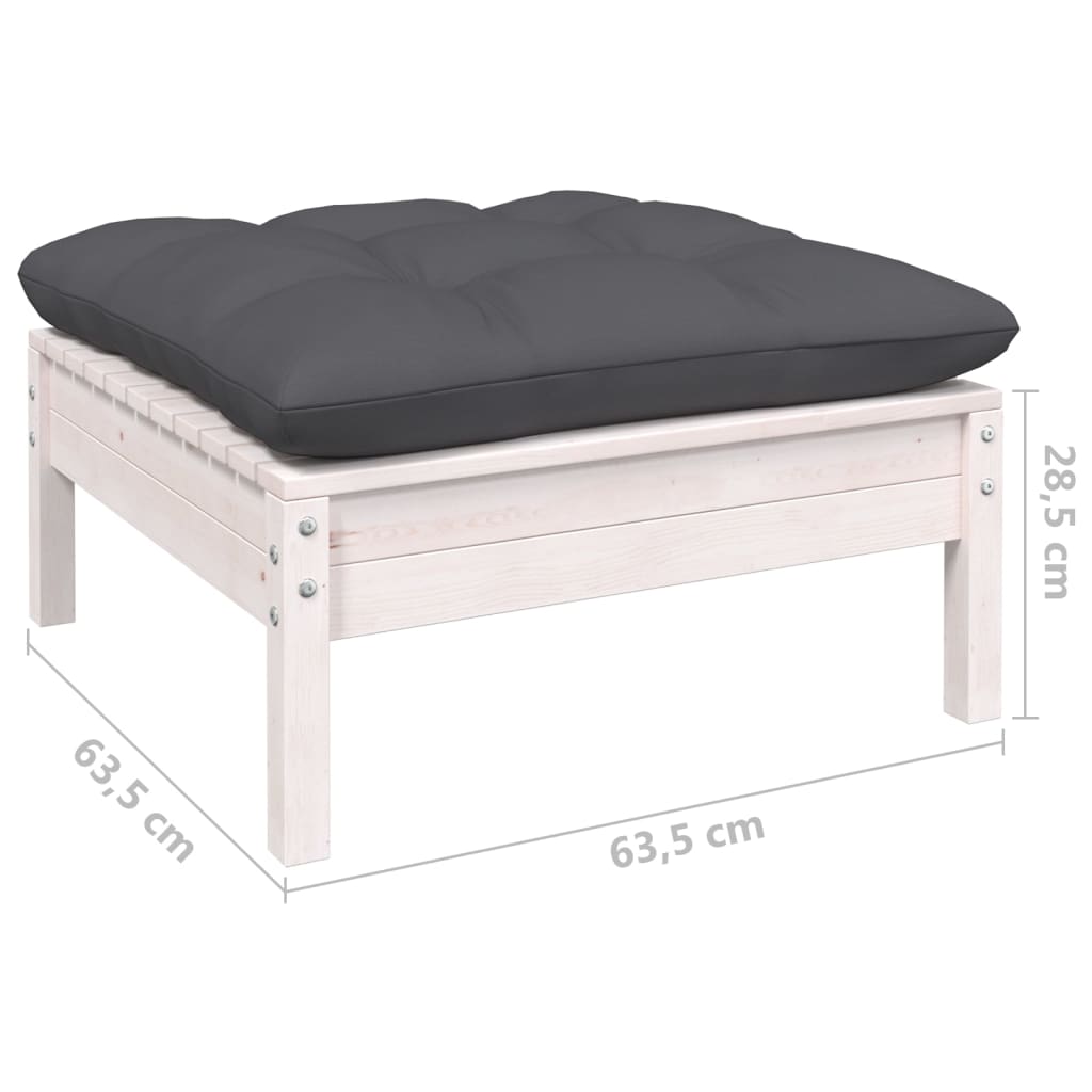loungesæt til haven 8 dele med hynder massivt fyrretræ hvid