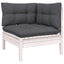 loungesæt til haven 7 dele med hynder massivt fyrretræ hvid