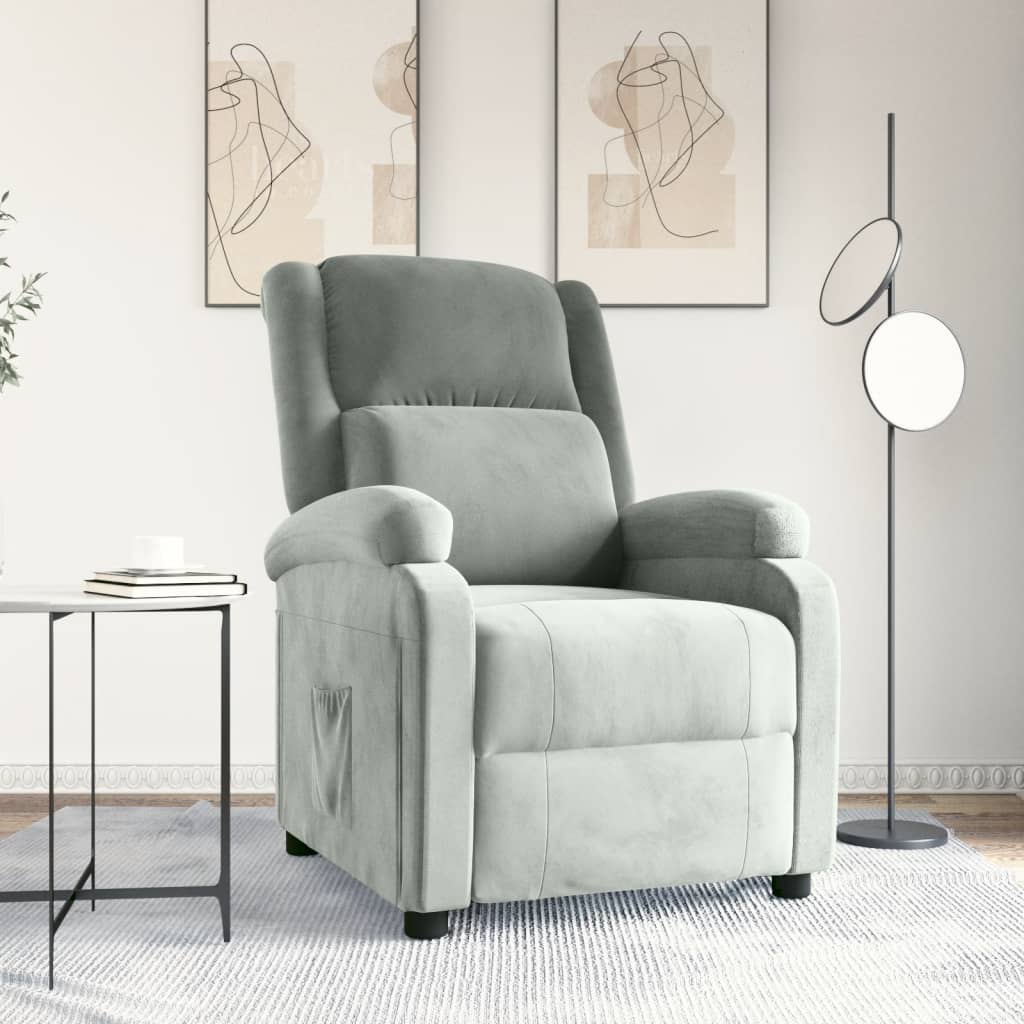 lænestol velour lysegrå