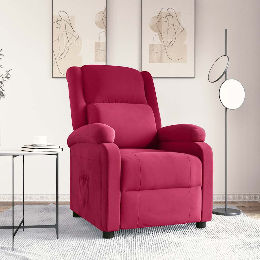 lænestol velour vinrød