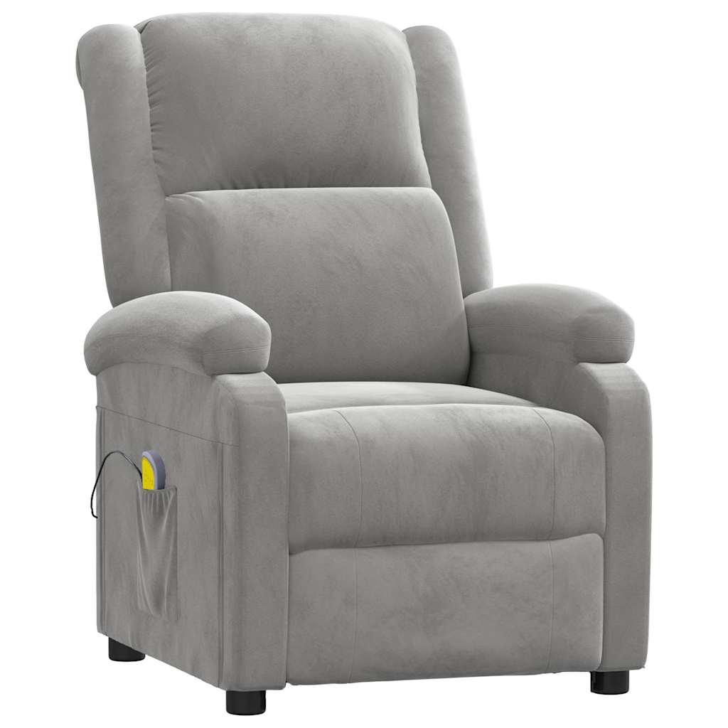 massagestol velour lysegrå