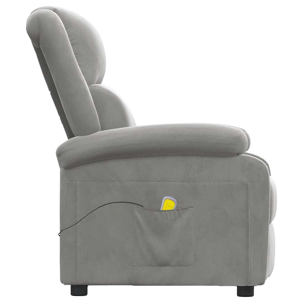 massagestol velour lysegrå