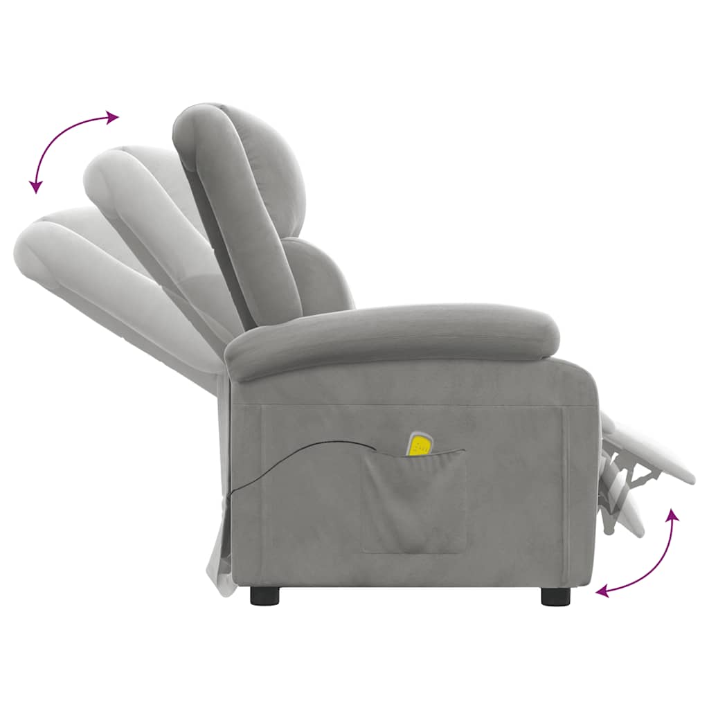 massagestol velour lysegrå