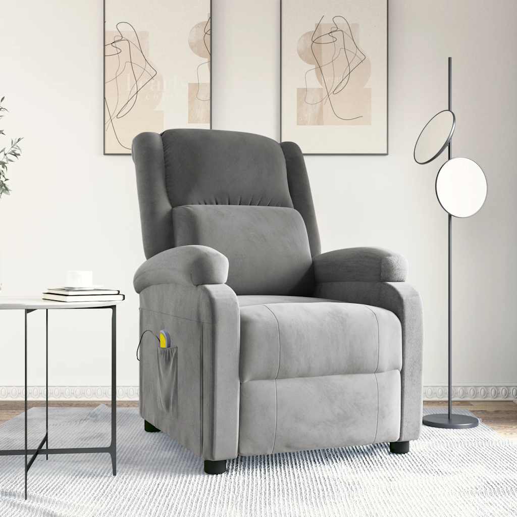 massagestol velour lysegrå