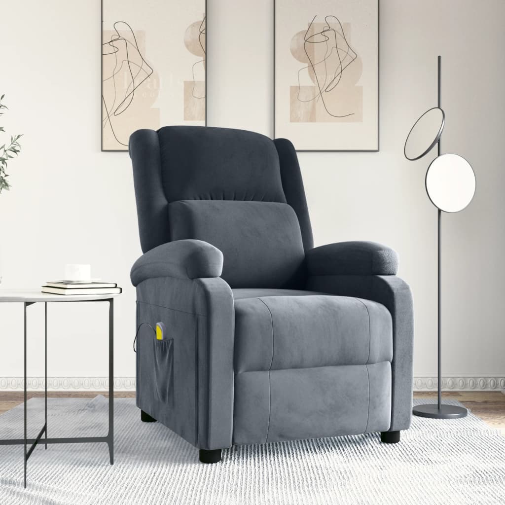 massagestol velour mørkegrå