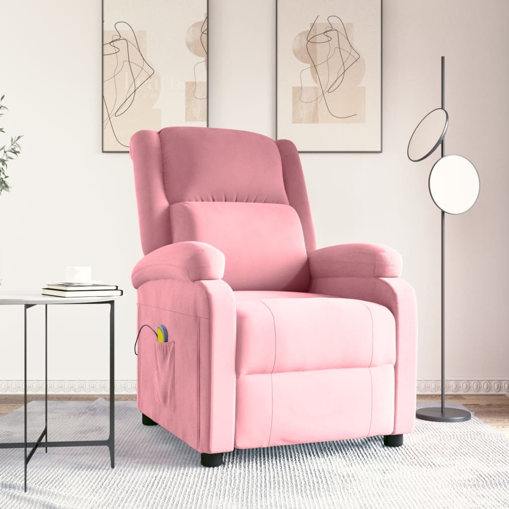 massagestol velour lyserød