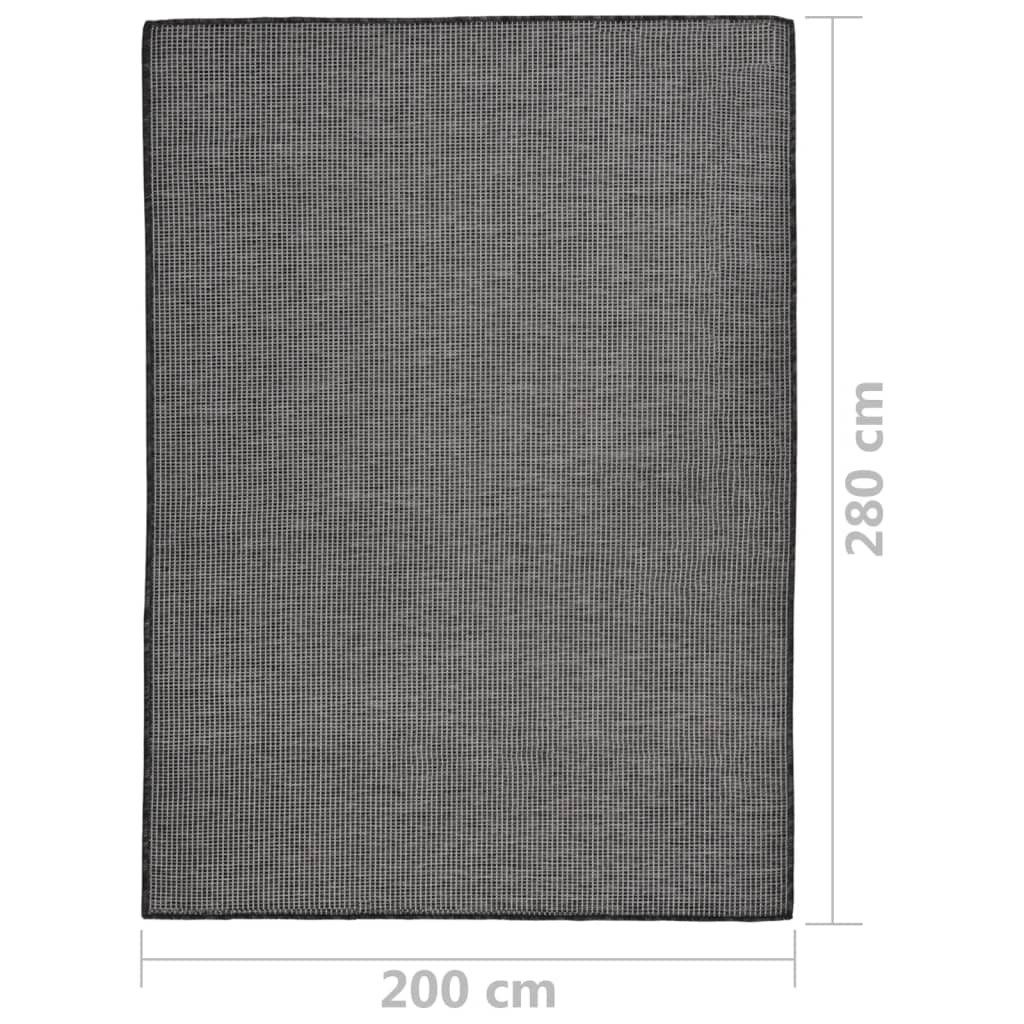 fladvævet udendørstæppe 200x280 cm grå