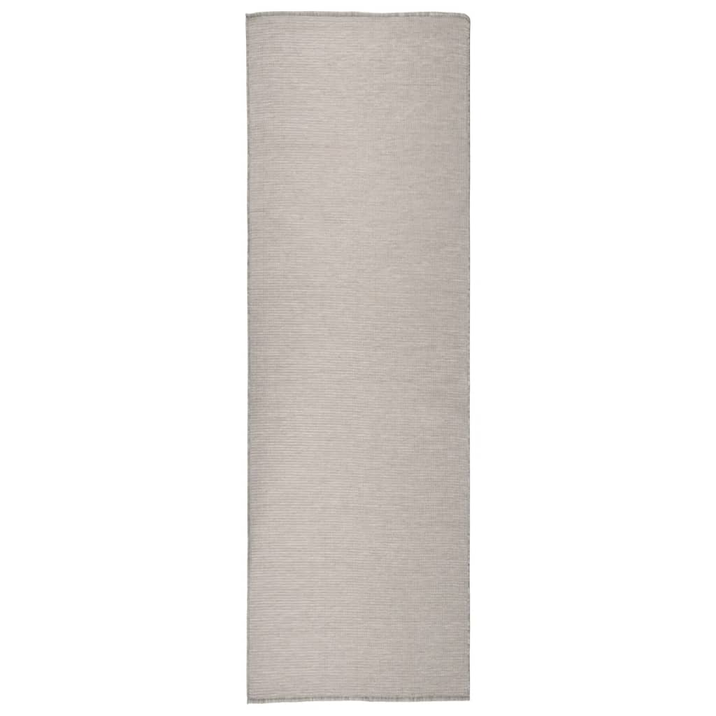 fladvævet udendørstæppe 80x250 cm lysegrå