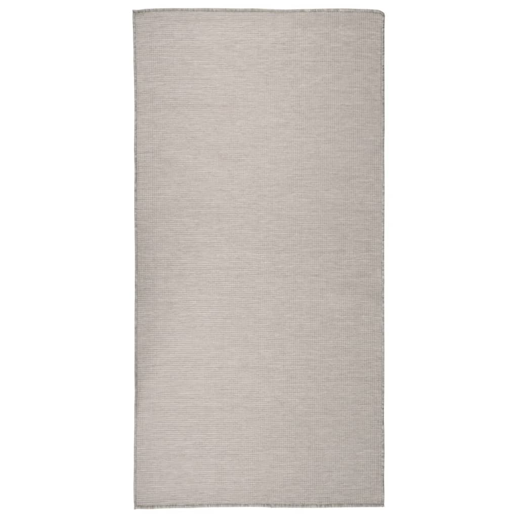 fladvævet udendørstæppe 100x200 cm lysegrå
