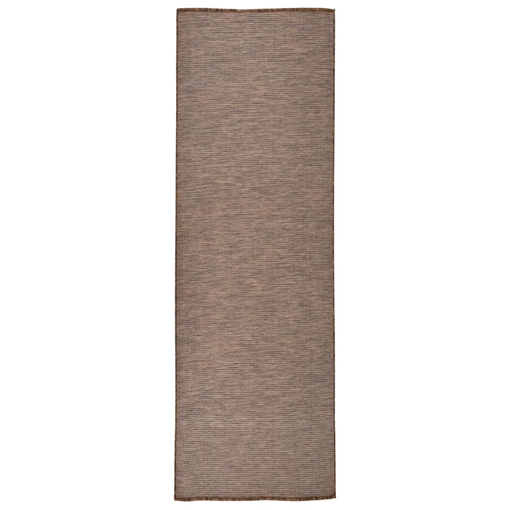fladvævet udendørstæppe 80x250 cm brun