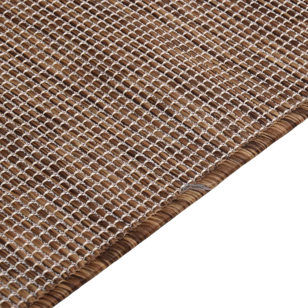 fladvævet udendørstæppe 80x250 cm brun