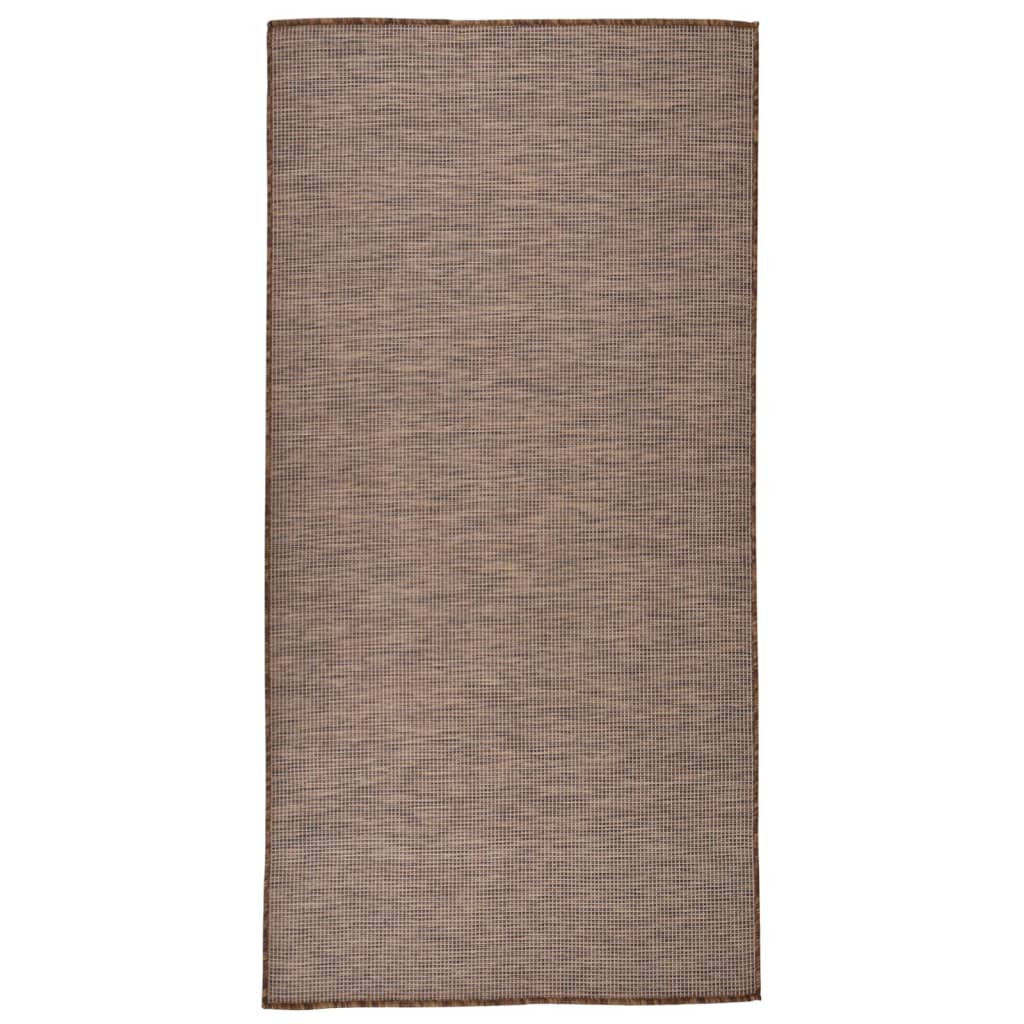 fladvævet udendørstæppe 100x200 cm brun