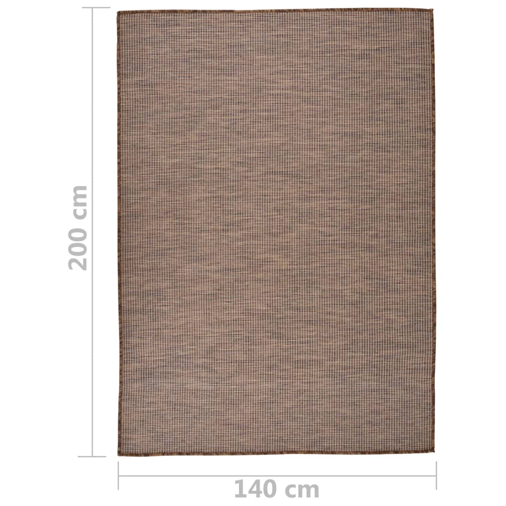fladvævet udendørstæppe 140x200 cm brun