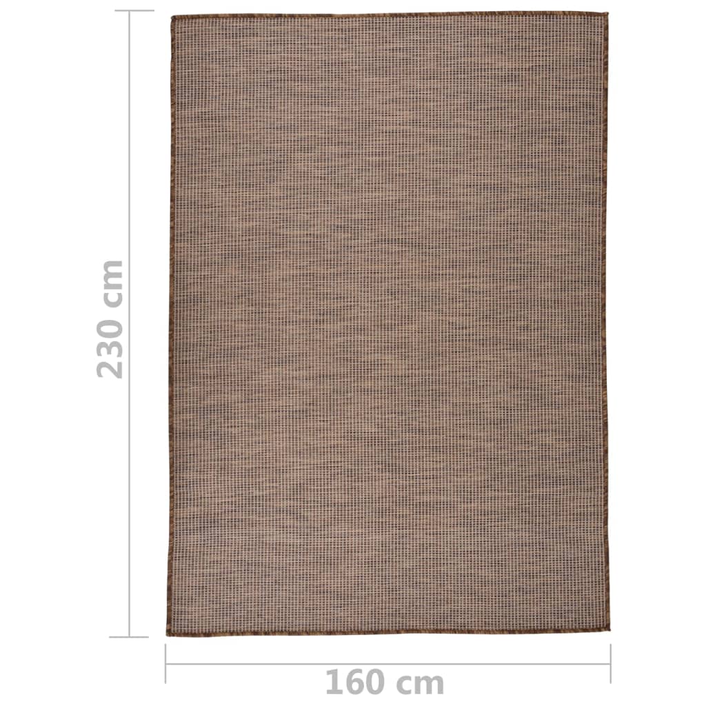 fladvævet udendørstæppe 160x230 cm brun