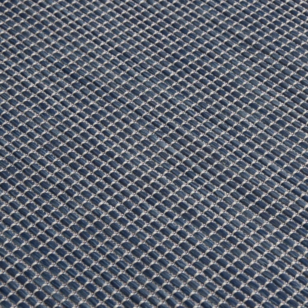 fladvævet udendørstæppe 80x250 cm blå