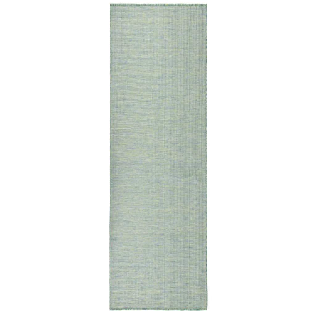 fladvævet udendørstæppe 80x250 cm turkis