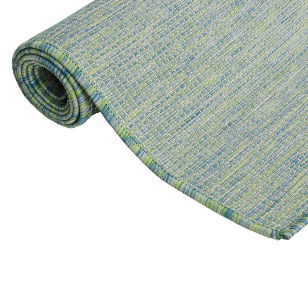fladvævet udendørstæppe 100x200 cm turkis