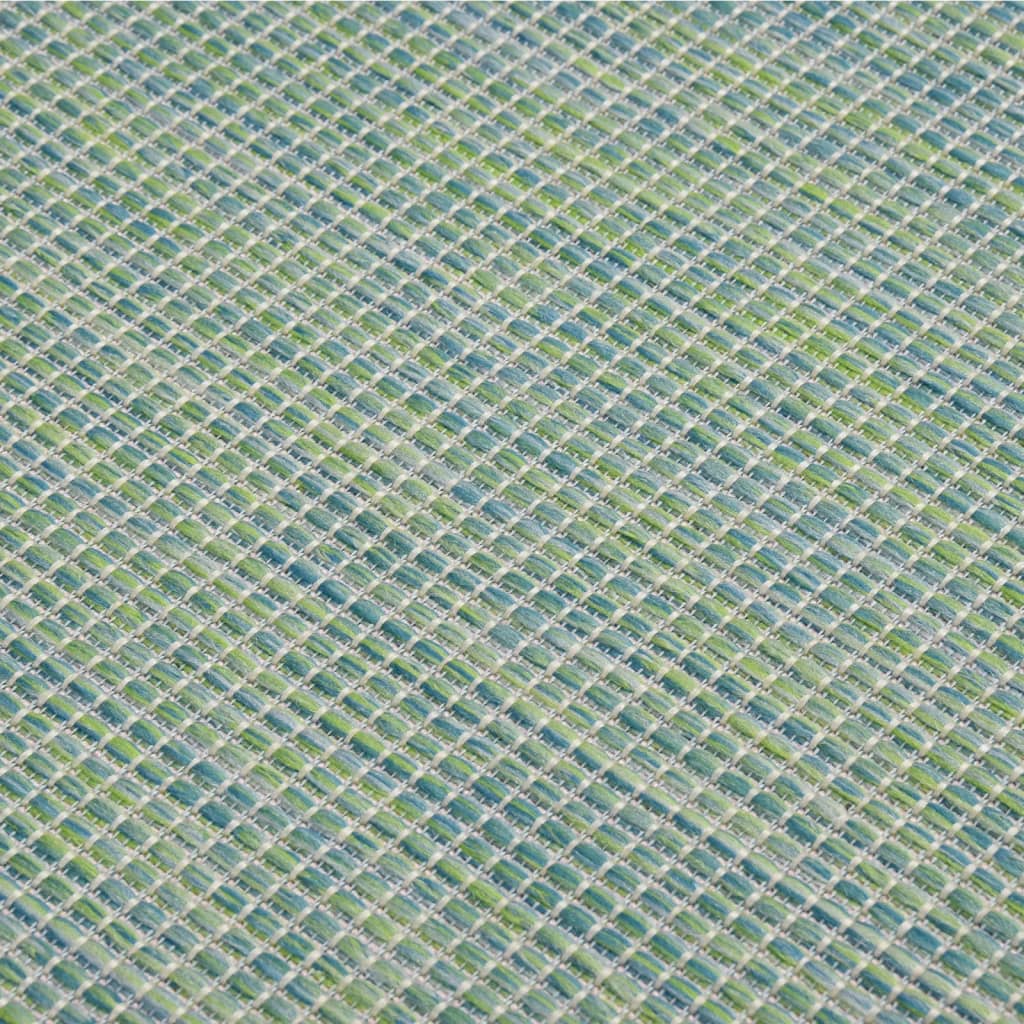 fladvævet udendørstæppe 140x200 cm turkis