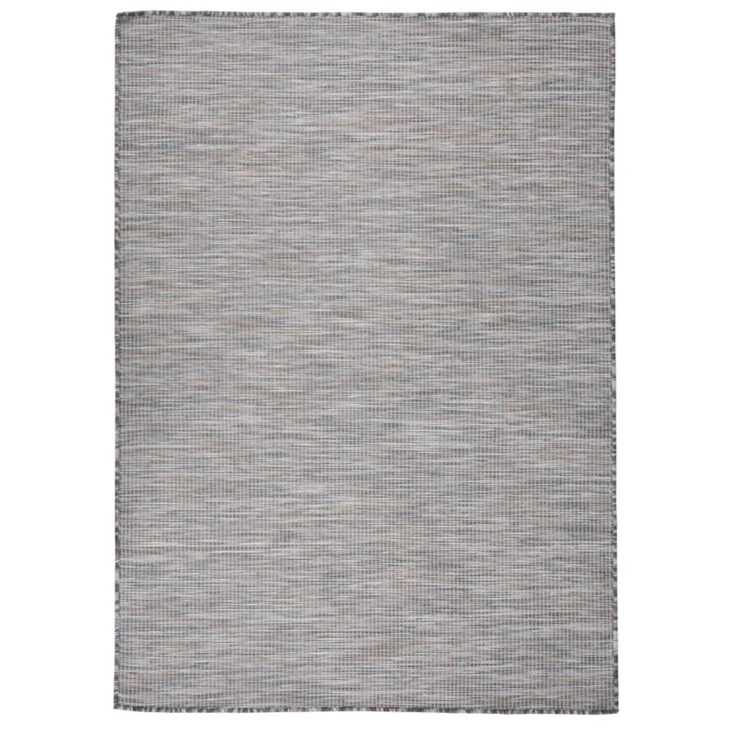 fladvævet udendørstæppe 200x280 cm brun og blå