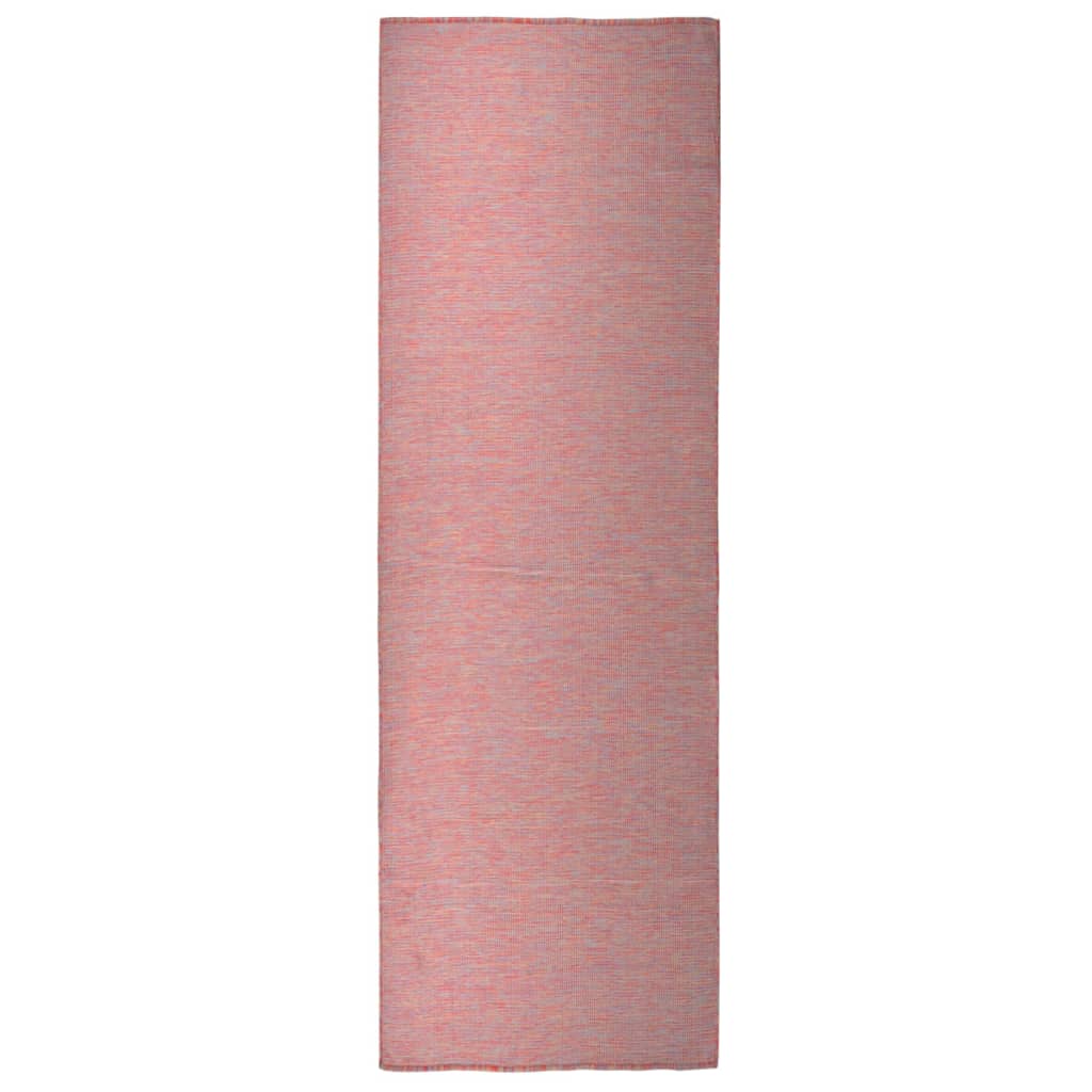fladvævet udendørstæppe 80x250 cm rød