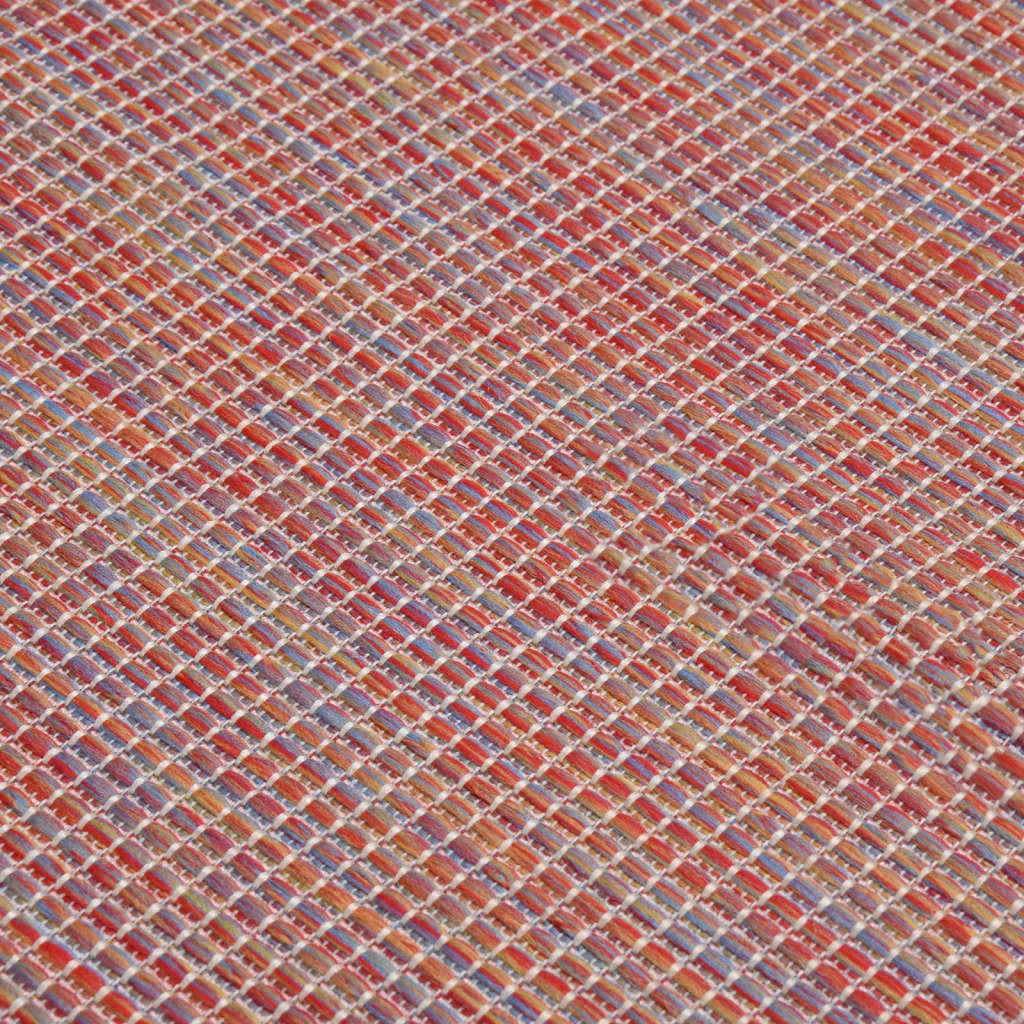 fladvævet udendørstæppe 80x250 cm rød